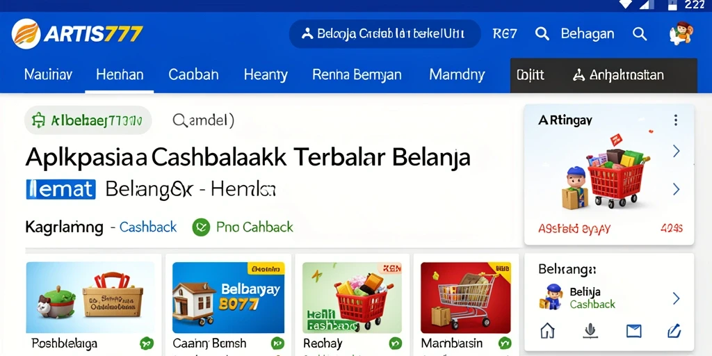 Antarmuka ARTIS777 yang user-friendly dan fitur Cashback yang menarik.
