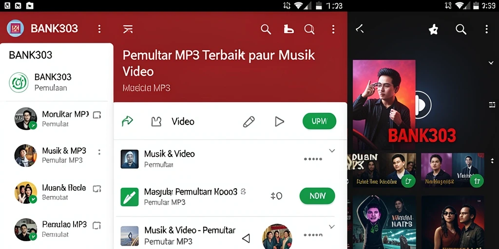 Antarmuka modern dan sederhana dari BANK303 Pemutar MP3.