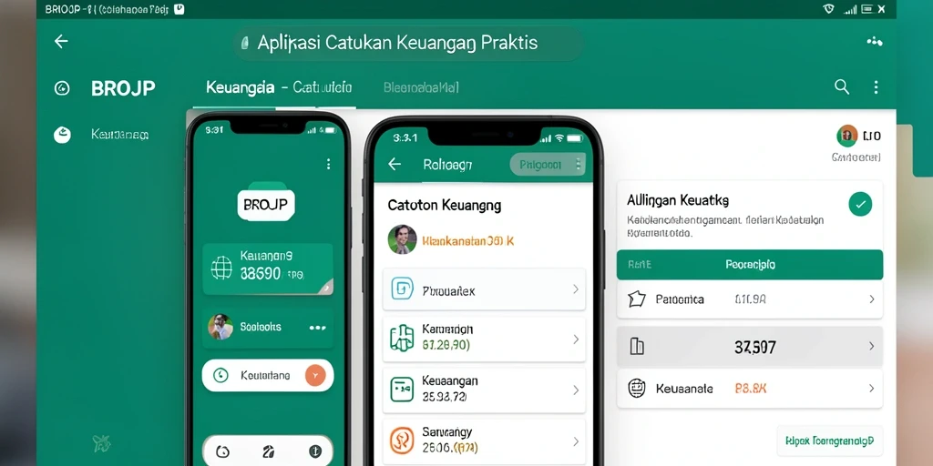 Antarmuka sederhana dan intuitif dari aplikasi Catatan Keuangan BROJP.