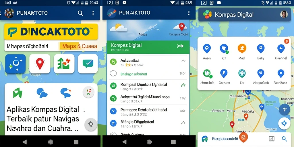 Antarmuka PUNCAKTOTO yang intuitif dengan kompas digital.