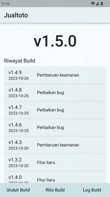Riwayat Versi Jualtoto untuk Pengguna Android